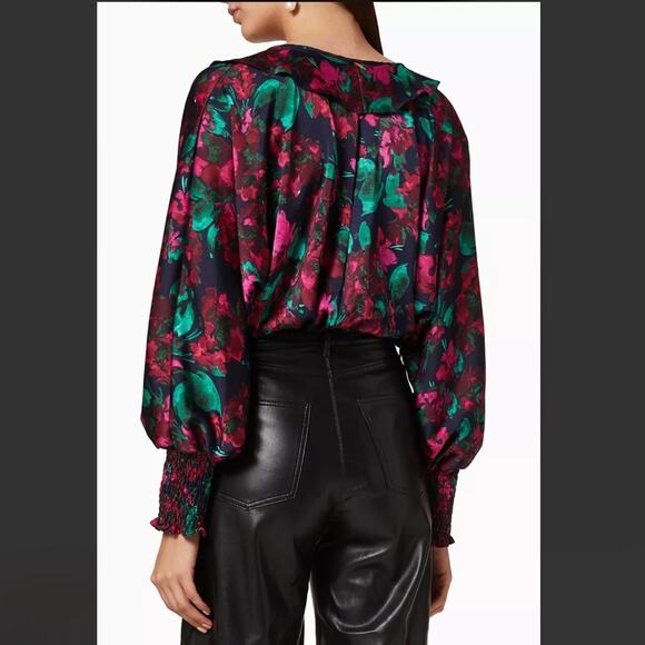 MISA Los Angeles Talah Floral Satin Bodysuit Small - Picture 3 of 12